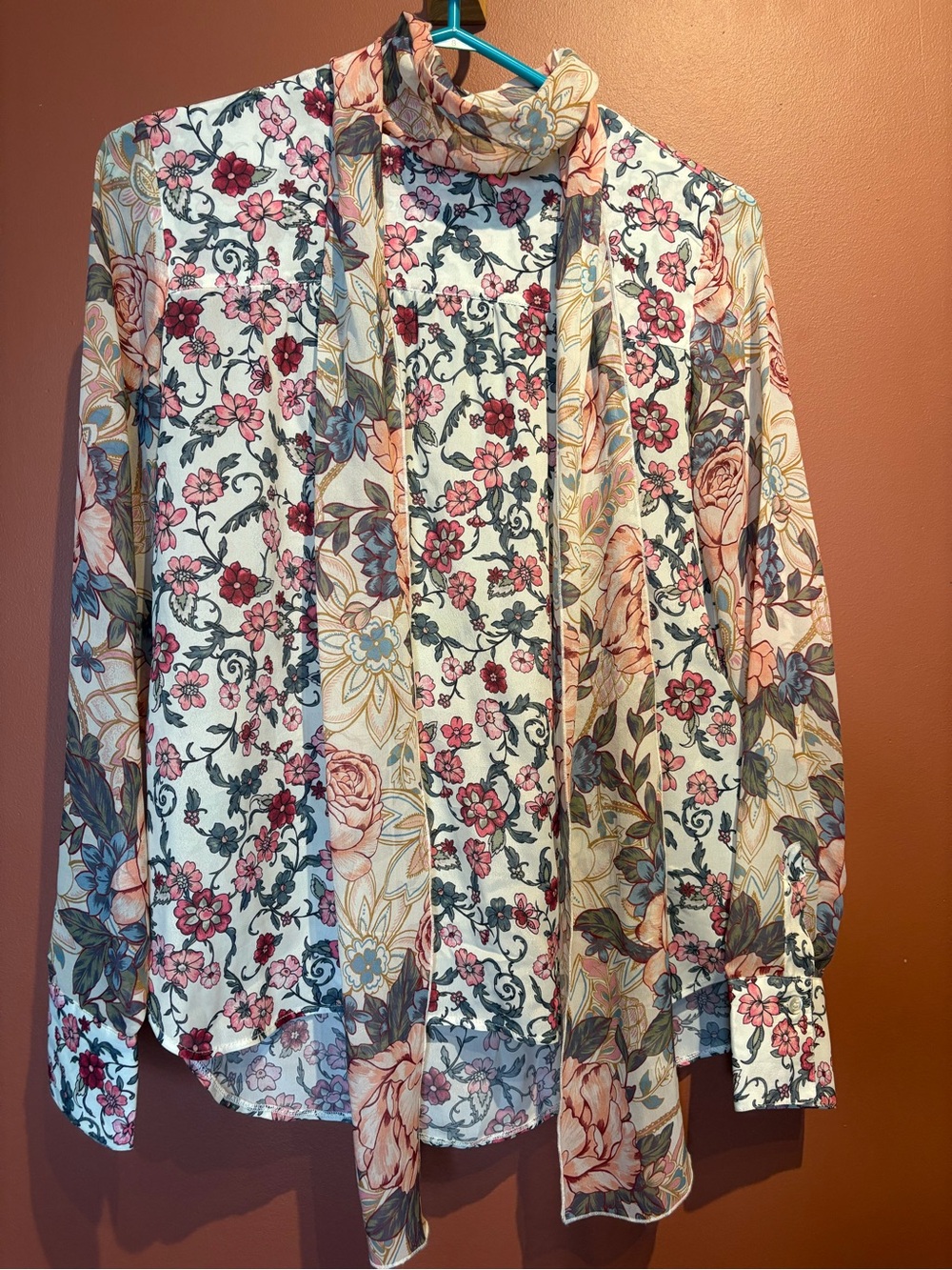 See By Chloe floral silk scarf blouse size XS